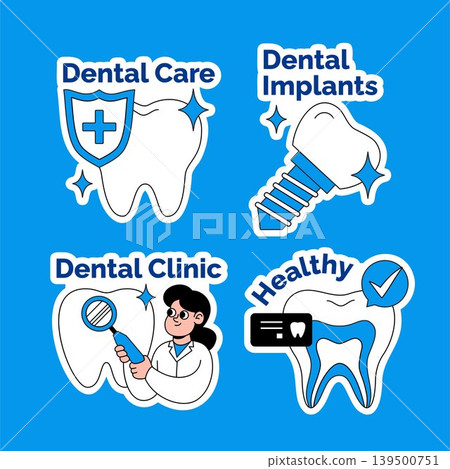 Flat Cartoon Hand Drawn Dentist Healthcare Social Media Label Illustration Flat Cartoon Hand Drawn Dentist Healthcare Social Media Label Illustration 139500751
