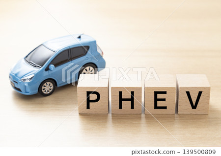 Blocks with "PHEV" written on them and eco-cars Blocks with "PHEV" written on them and eco-cars 139500809