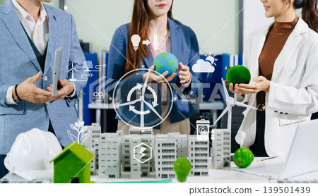 ESG concept of environmental, Green ethical business preserving resources, reducing CO2, Business person team working ESG concept of environmental, Green ethical business preserving resources, reducing CO2, Business person team working 139501439