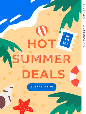Hot Summer Deal Poster and Banner Template Naive Art Collage Kitschy Beach Kids Style Hot Summer Deal Poster and Banner Template Naive Art Collage Kitschy Beach Kids Style 139501673