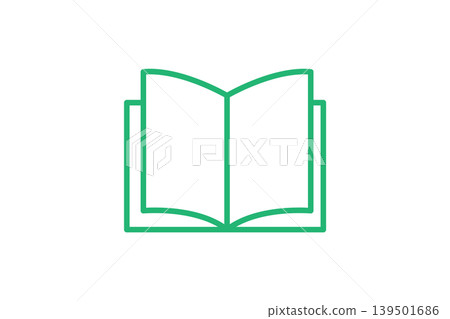 Open Book Icon Illustration Representing Reading, Education, Knowledge and Learning in Minimal Green Line Art Open Book Icon Illustration Representing Reading, Education, Knowledge and Learning in Minimal Green Line Art 139501686