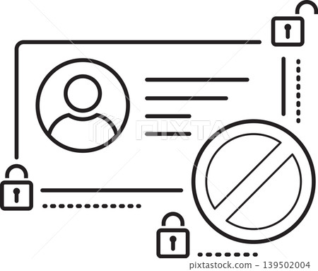Minimal outline vector icon of user account access restriction interface Minimal outline vector icon of user account access restriction interface 139502004