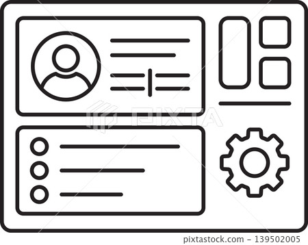 Minimal outline vector icon of user account dashboard interface 139502005