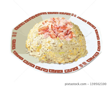 蟹肉炒飯（盛於帶有雷電圖案的紅色盤子中） 139502100