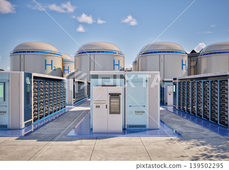 Group of energy storage systems or battery container units with hydrogen tanks Group of energy storage systems or battery container units with hydrogen tanks 139502295