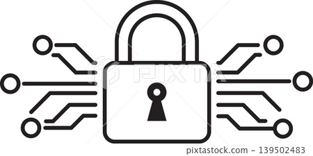 Cyber security padlock icon with digital circuit network protection concept Cyber security padlock icon with digital circuit network protection concept 139502483