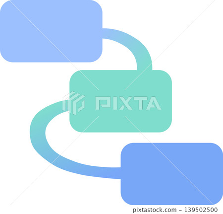 Abstract workflow diagram icon with connected process blocks and data flow 139502500