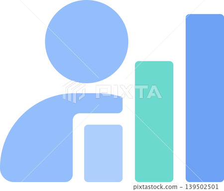 Minimal flat icon showing user profile with rising bar chart for analytics growth data business performance and statistics Minimal flat icon showing user profile with rising bar chart for analytics growth data business performance and statistics 139502501