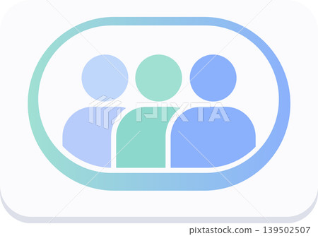 Minimal team collaboration icon with group members inside rounded frame Minimal team collaboration icon with group members inside rounded frame 139502507