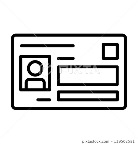 Vector illustration of a line drawing pictogram for a digital ID card. Vector illustration of a line drawing pictogram for a digital ID card. 139502581