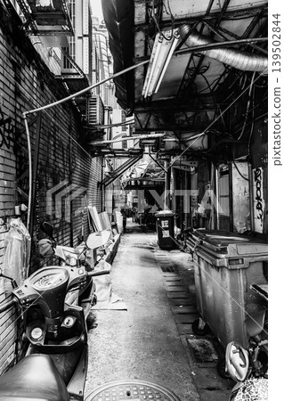 Asian back alley scenes, Taiwan, black and white Asian back alley scenes, Taiwan, black and white 139502844
