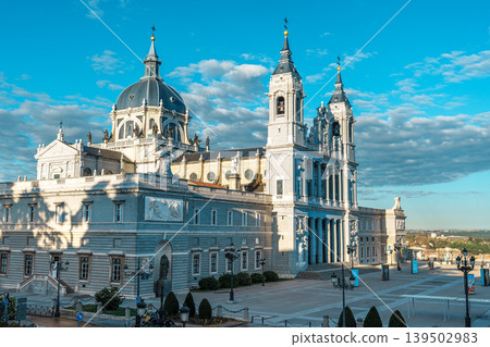 Almudena Cathedral Facade and Plaza in Madrid Spain 139502983