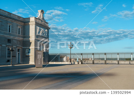 Almudena Cathedral Courtyard and Gate View in Madrid Spain Almudena Cathedral Courtyard and Gate View in Madrid Spain 139502994