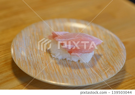A plate of medium fatty tuna sushi (1 piece) A plate of medium fatty tuna sushi (1 piece) 139503044
