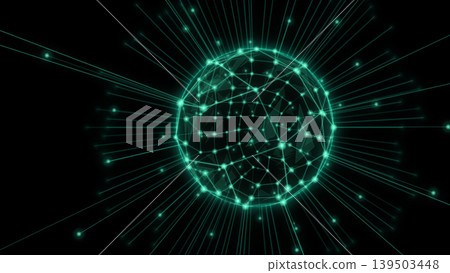 A green glowing sphere and lines A green glowing sphere and lines 139503448