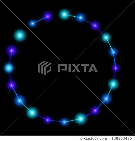 Circular arrangement of glowing dots Circular arrangement of glowing dots 139503480