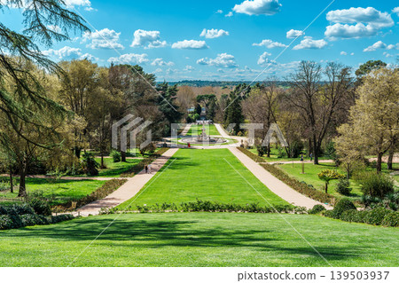 Panoramic Garden View at Campo del Moro in Madrid Spain Panoramic Garden View at Campo del Moro in Madrid Spain 139503937
