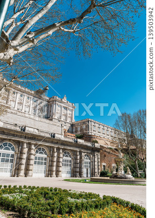 Fountain and Royal Palace Gardens at Campo del Moro Madrid 139503942