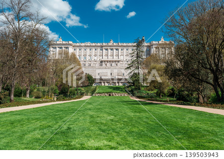 Royal Palace Over Campo del Moro Gardens in Madrid Spain Royal Palace Over Campo del Moro Gardens in Madrid Spain 139503943