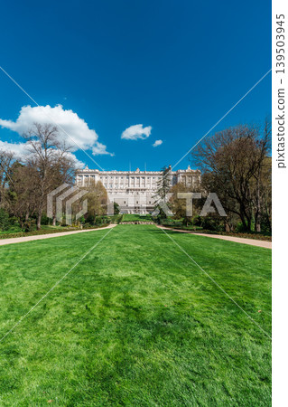 Royal Palace Over Campo del Moro Gardens in Madrid Spain Royal Palace Over Campo del Moro Gardens in Madrid Spain 139503945