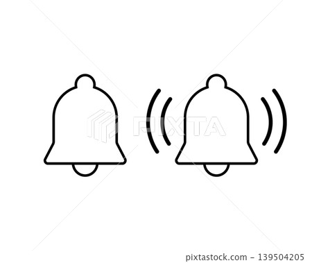 Bell icon, simple line drawing, vector illustration for alarm and notification. Bell icon, simple line drawing, vector illustration for alarm and notification. 139504205