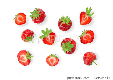 Cut and fresh strawberries arranged neatly, PNG Cut and fresh strawberries arranged neatly, PNG 139504317