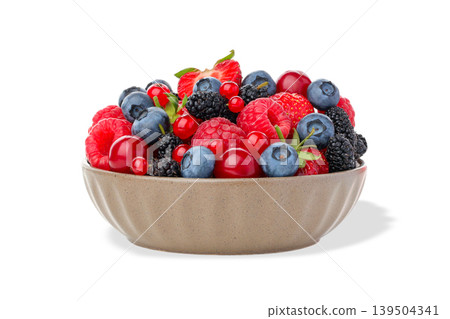 Bowl filled with various fresh berries and fruits, PNG 139504341