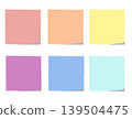 Colorful sticky note illustration set: 6 pastel colors and copy space. 139504475