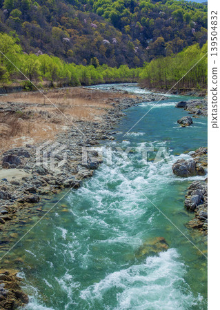 The Sagae River in the fresh greenery The Sagae River in the fresh greenery 139504832
