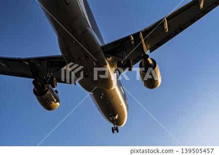 Airplane landing at Sendai Airport in the afternoon, Natori City, Miyagi Prefecture Airplane landing at Sendai Airport in the afternoon, Natori City, Miyagi Prefecture 139505457