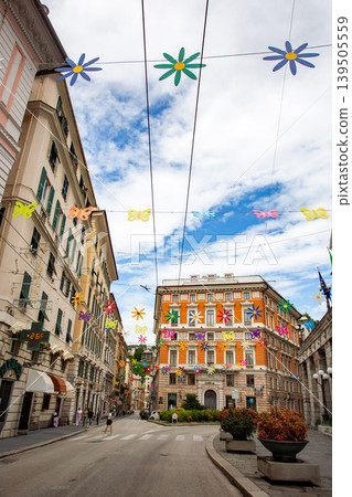 Colorful streetscape of the old town of Genoa, Italy (vertical orientation) Colorful streetscape of the old town of Genoa, Italy (vertical orientation) 139505559