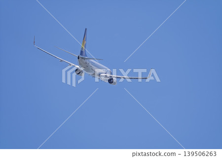 Sendai Airport under a blue sky; a plane taking off; Natori City, Miyagi Prefecture Sendai Airport under a blue sky; a plane taking off; Natori City, Miyagi Prefecture 139506263