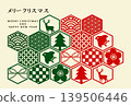 帶有傳統日式圖案的日本聖誕賀卡。 139506446
