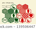帶有傳統日式圖案的日本聖誕賀卡。 139506447
