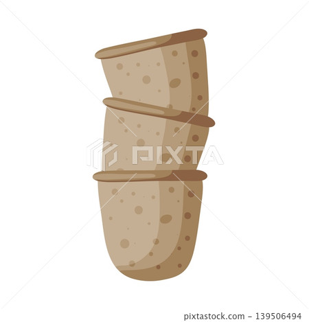 Three Stacked Brown Garden Pots Clipart 139506494