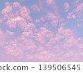 A dreamy, cute sky scene with pastel pink clouds at dusk. 139506545