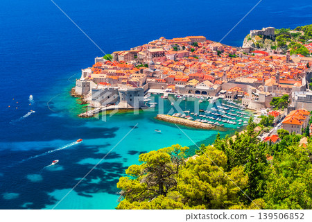 Dubrovnik, Croatia. Aerial view of old town and Adriatic Sea. Dubrovnik, Croatia. Aerial view of old town and Adriatic Sea. 139506852