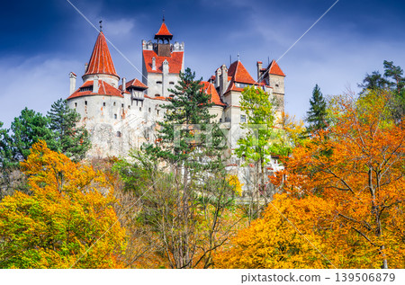 Bran, Romania. Dracula Castle in Transylvania, autumn colors. Bran, Romania. Dracula Castle in Transylvania, autumn colors. 139506879