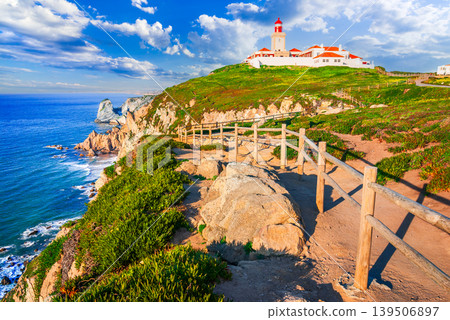 Cabo da Roca, Portugal. Dramatic landscape at Atlantic Ocean Cabo da Roca, Portugal. Dramatic landscape at Atlantic Ocean 139506897