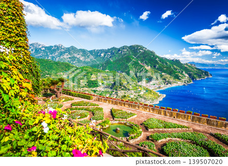 Ravello, Amalfi. Hill town in Campania, Italy with beautiful sea view. Ravello, Amalfi. Hill town in Campania, Italy with beautiful sea view. 139507020