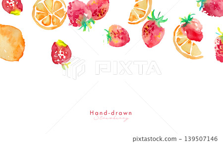 水彩畫。以水彩風格描繪檸檬和草莓的夏日背景。夏日水彩背景。向量圖。 水彩畫。以水彩風格描繪檸檬和草莓的夏日背景。夏日水彩背景。向量圖。 139507146