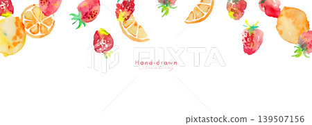 水彩畫。以水彩風格描繪檸檬和草莓的夏日背景。夏日水彩背景。向量圖。 水彩畫。以水彩風格描繪檸檬和草莓的夏日背景。夏日水彩背景。向量圖。 139507156