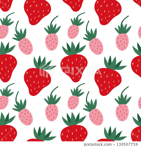 Strawberries pattern in various sizes on white background Strawberries pattern in various sizes on white background 139507759
