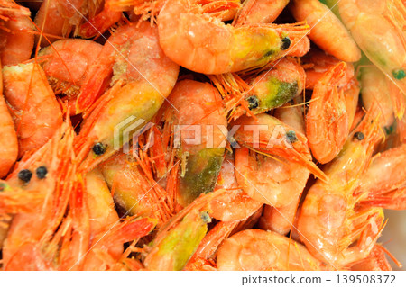 Shrimps fish market (Fisketorget) in Bergen, Norway 139508372