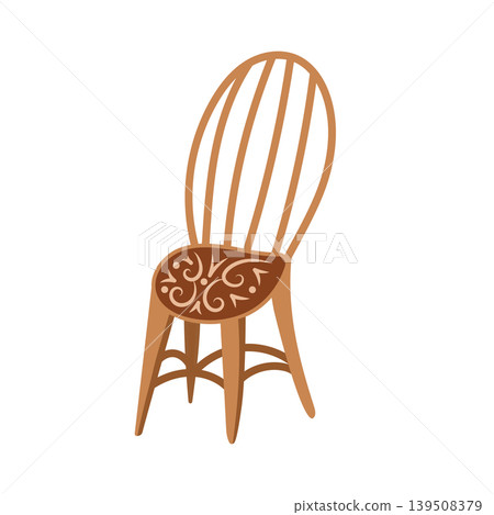 Vintage wooden chair with floral pattern seat Vintage wooden chair with floral pattern seat 139508379