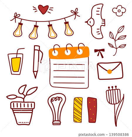 Cute office stationery and lifestyle doodle set Cute office stationery and lifestyle doodle set 139508386