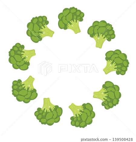 Fresh broccoli wreath vegetable circular frame Fresh broccoli wreath vegetable circular frame 139508428