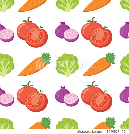 Healthy tomato carrot and onion seamless pattern Healthy tomato carrot and onion seamless pattern 139508432