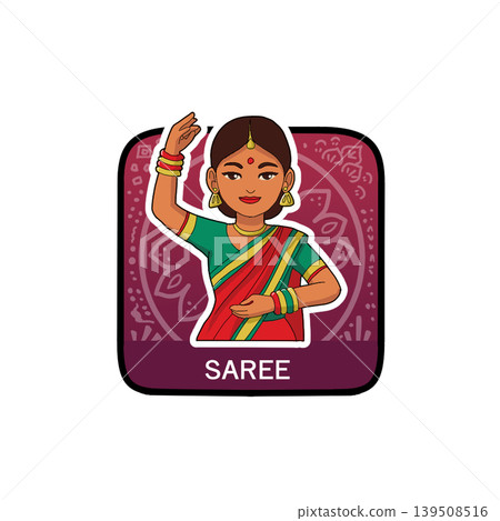 An icon of a woman wearing a traditional Indian garment, a sari. An icon of a woman wearing a traditional Indian garment, a sari. 139508516