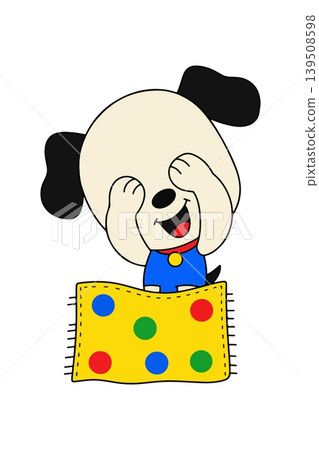 Cartoon Dog Playing Peek-a-Boo Cartoon Dog Playing Peek-a-Boo 139508598